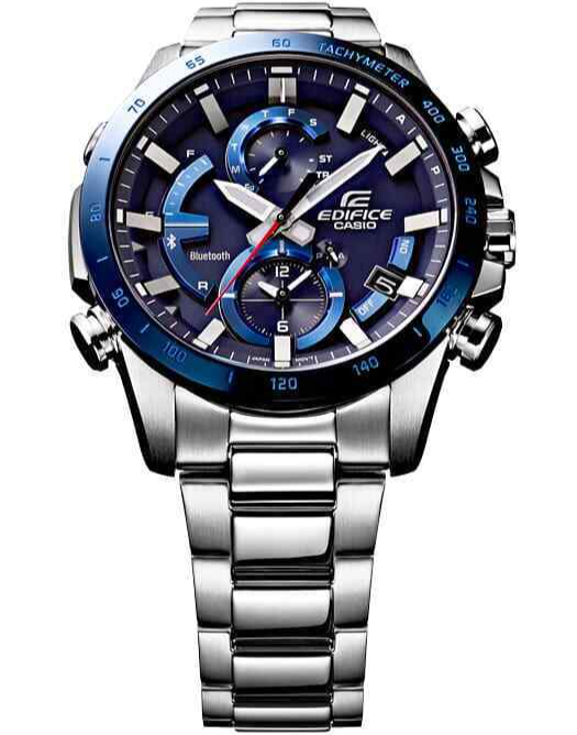 Pre-owned Casio Edifice Eqb-900db-2ajf Chronograph Bluetooth Solar Watch Blue Dial 45.8mm
