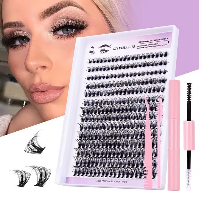 DIY 280pcs Cluster Eyelash Extension Kit D-Curl