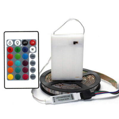 Battery Operated LED Strip Lights 5050 RGB Color Changing Tape Room TV Lighting