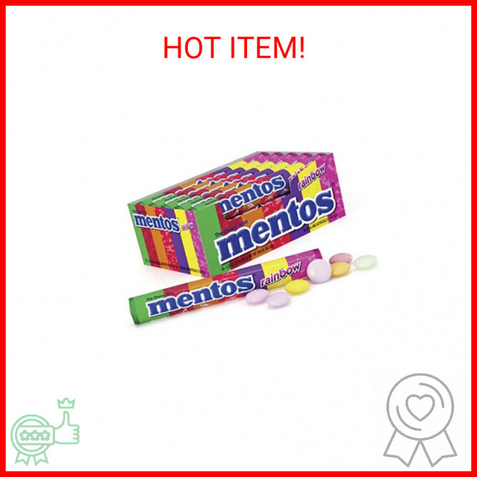Mentos Chewy Mint Candy Roll, Rainbow, Non Melting, Party, 14 Pieces, Pack of 15