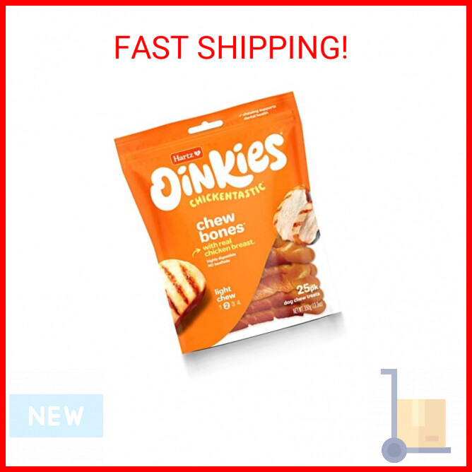 Hartz Oinkies Chickentastic Chew Bones Dog Treats with Real 