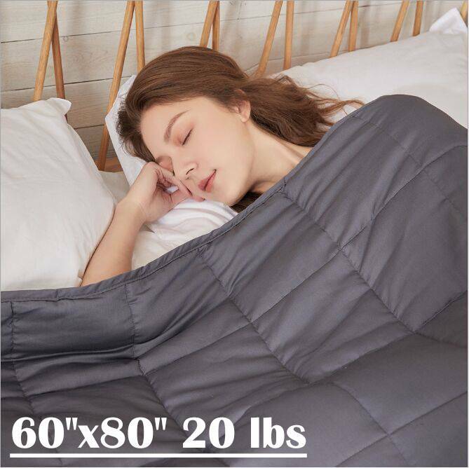 Weighted Blanket 80'' x 60'' Full Queen Size Reduce Stress 20lbs W/ Glass Beads