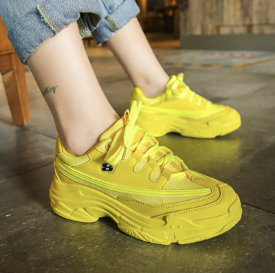 baskets sneakers femme compens es plateforme semelle paisse fluo