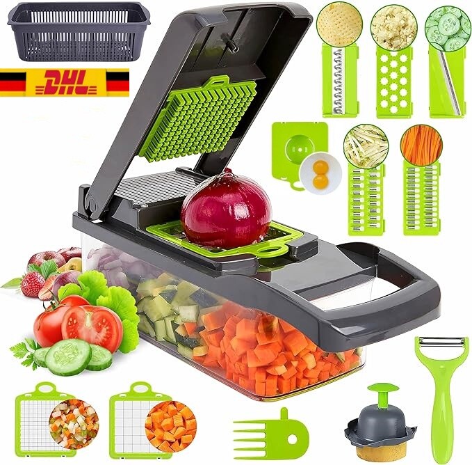 Multischneider Slicer Dicer GemÃ¼Seschneider GemÃ¼Sehobel Zerkleinerer Zwiebel Neu