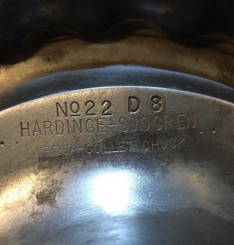 Hardinge Sjogren 22J Speed Collet Chuck D1-8 Camlock Southbend Clausing Leblond