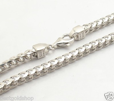 Pre-owned Bestgoldshop 24" 5mm Mens Anti-tarnish Franco Chain Necklace Solid Sterling Silver 925