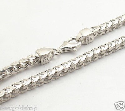 Pre-owned Bestgoldshop 22" 5mm Mens Anti-tarnish Franco Chain Necklace Solid Sterling Silver 925