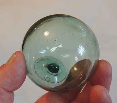 Vintage Japanese Small 2.5 Inch Glass Fishing Float.. Rare Maker's Mark (#18)