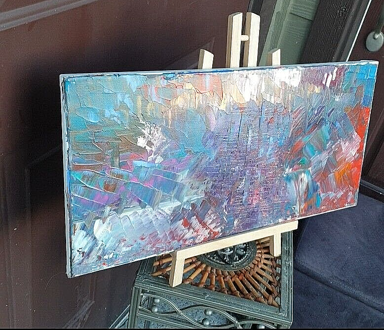 Modern Metallic Original Abstract (See Video) Acrylic Painting Canvas 10x20