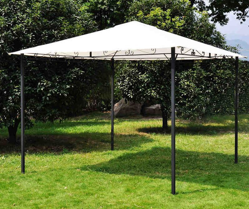 Gazebo Metal Garden 2.5 x 2.5 Meters Cream Cloth Roof Blackpool