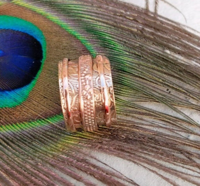 Pure Copper Ring Solid Copper Ring Floral Spinner Ring Women Handmade Ring JDX01
