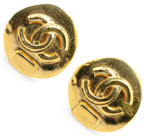 【CHANEL】CC logo earrings F24V (gold)★CCロゴ イヤリング CHANEL CC Logos Round Vintage Clip-On Earrings Gold Tone 98P