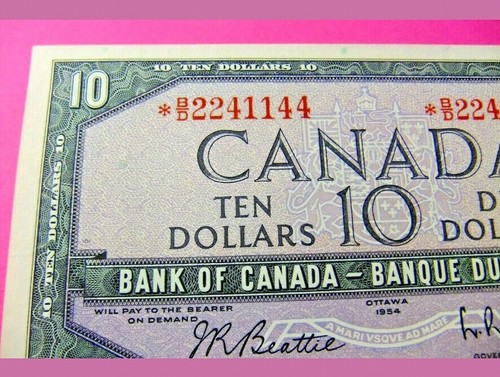 1954 Bank of Canada Ten Dollar Replacement Note - B/D 2241144 unc 64