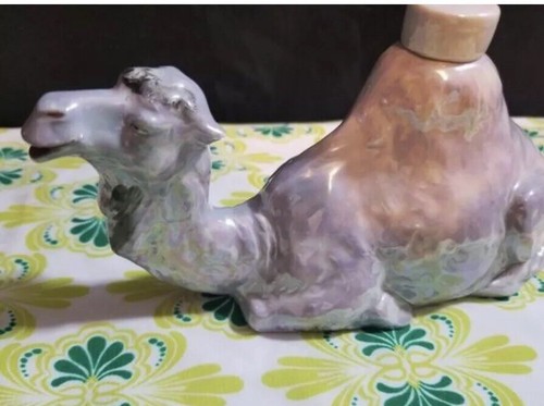 Vintage Lustreware Camel Decanter / Porcelein Bottle Made In Germany 1920s
