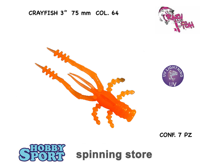 CRAYFISH 75 mm Col. 64 ORANGE AROMA SQUID -LIGHT ROCK FISHING PZ 7 CRAZY FISH