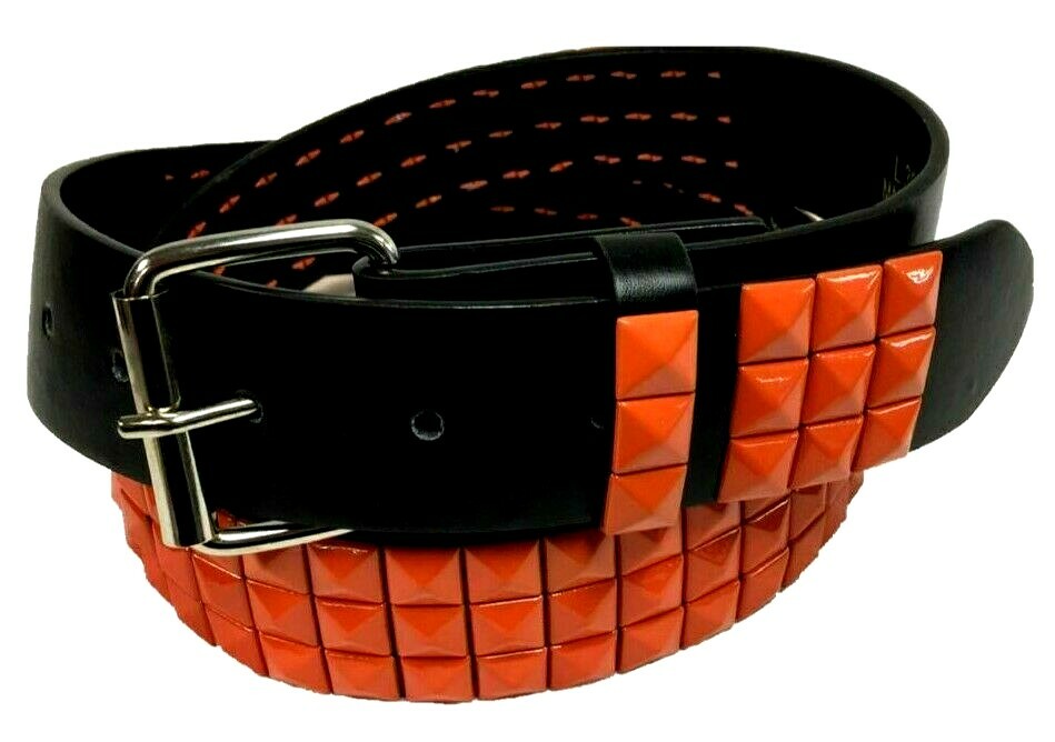 UNISEX Men/Women 2/3-Row Metal Pyramid Studded Belt Checker Punk Rock Goth Emo