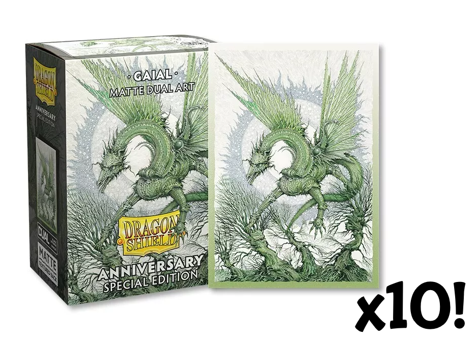 10x Dragon Shield Anniversary Edition - 100 Gaial Matte Dual Art Sleeves  - Case