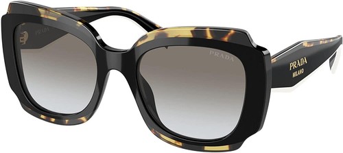 Pre-owned Prada Sunglasses Pr16ys 01m0a7 52mm Black Havana / Dark Grey Lens In Gray