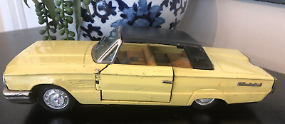 Vintage 1960's Tin Ford Thunderbird Yellow Bandai Japan READ