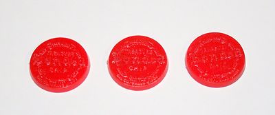 3 Bonded Treasure Chip Oil & Gas Station Plastic Coupon Token Coin NOS 1950s