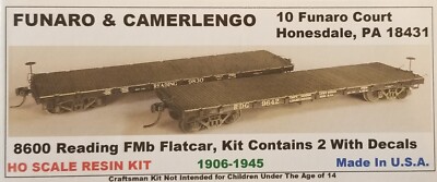 LMH Funaro F&C 8600 READING FMb 39' RDG 50T Flatcar Flat Wood Floor TWO (2) Cars