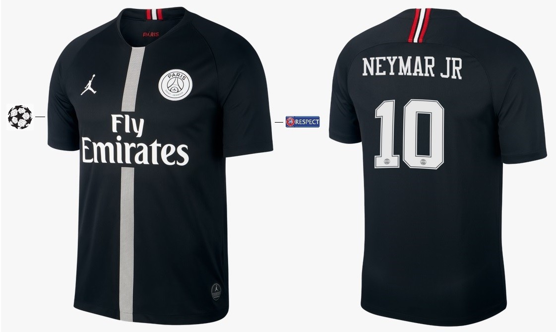 Jordan PSG 18/19 NEYMAR JR 10 M オーセンティック Trikot Nike Paris Saint-Germain 2018-2019 Third Black UCL