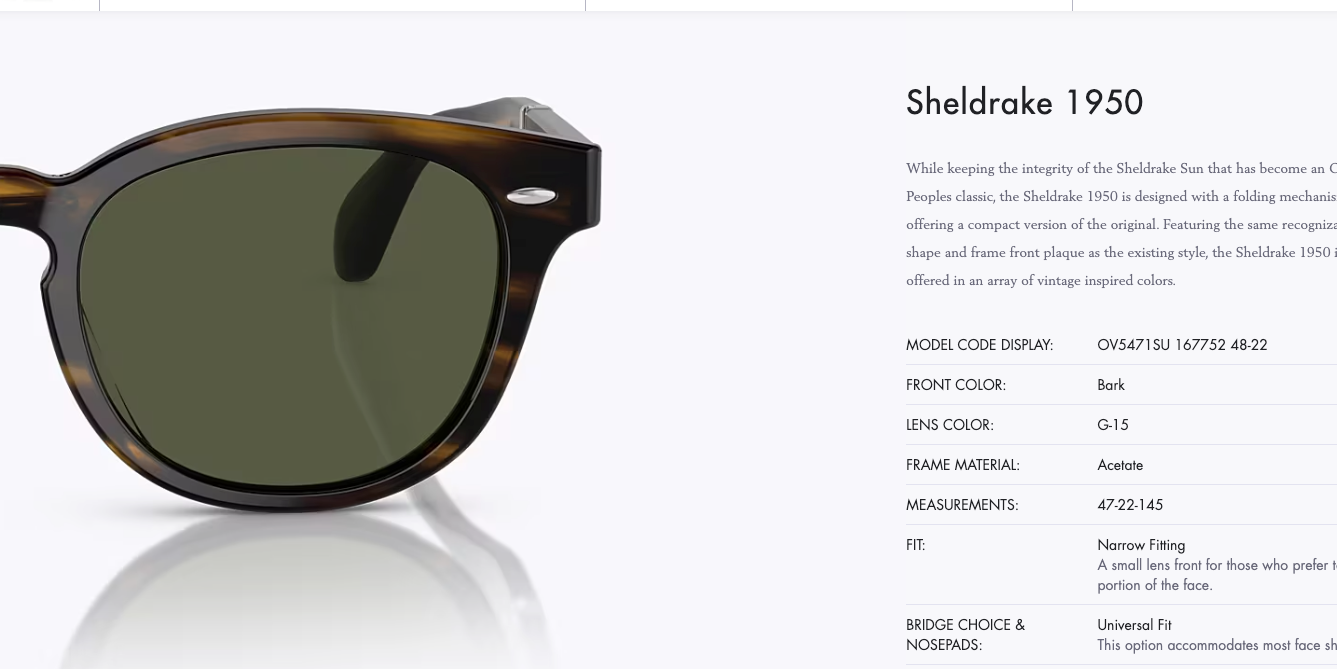 Pre-owned Oliver Peoples Sheldrake 1950 Folding Sun In Bark/ G-15 Msrp$646 Downey Jr. Fav