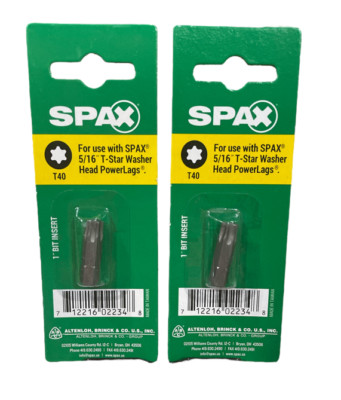 5/16 star drill bit SPAX T40 T-STAR DRILL BIT - LOT of Two (2)