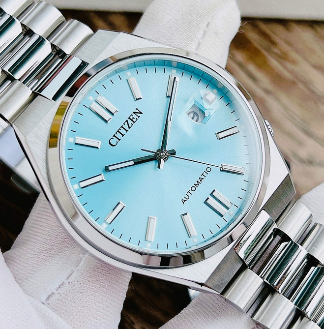 Pre-owned Citizen Tsuyosa Sapphire Crystal Automatic Turquoise Dial Nj0151-88m