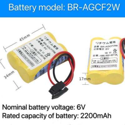 BR-AGCF2W 6V  Fanuc System PLC Battery A98L-0031-0011#L with Black Plug