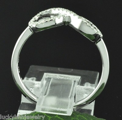 Pre-owned Luckyhhhjewelry 14k Solid White Gold Ladies Infinity Natural Diamond Ring 0.26 Ct Figure 8