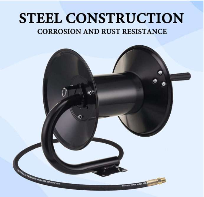 High Pressure Washer Hose Reel 150ft,Heavy Duty with 3/8" Pressure Wash Whip Hos