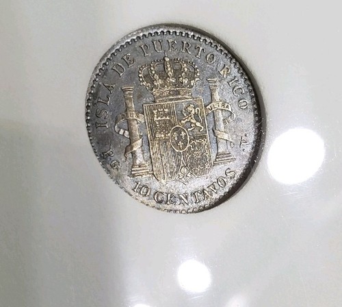 1896 Puerto Rico 10 Centavos AU condition