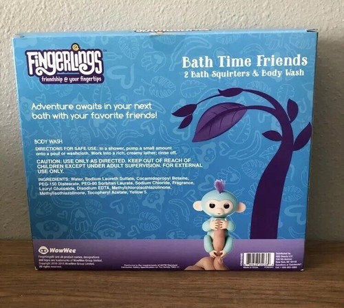 Fingerlings Bath Time Friends 2 Bath Squirters & Body Wash Banana Scented New