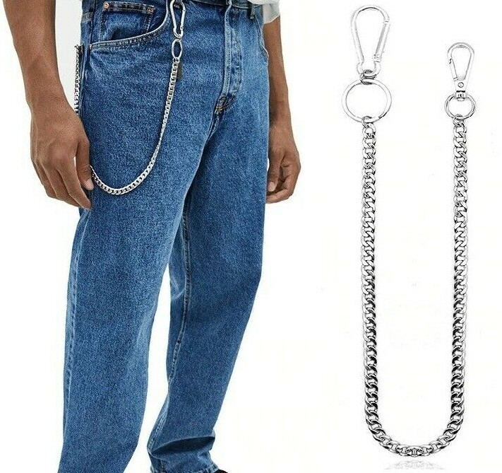 Men Stainless Steel Punk Hip-hop Trendy Belt Waist Key Ring