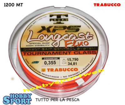 FILO SURFCASTING XPS  LONGCAST 1200 MT DIAM. 0,355 MM  FLUO  ORANGE TRABUCCO
