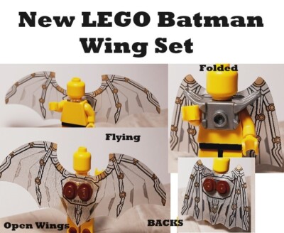 New LEGO Batman Cape Wings Metal Bone Printed Plastic Armor Folded Open Wing Set