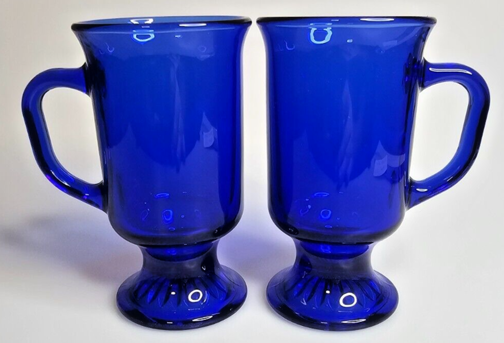 S Cobalt Blue Glass Footed Pedestal Vgc