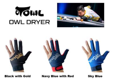Owl Billiard Gloves Left Hand Glove Pool Dryer Series Choose from 3 Colors