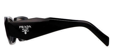 Pre-owned Prada Pr 17ws 1ab07z Black Plastic Rectangle Sunglasses Grey Mirror Lens