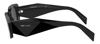 Pre-owned Prada Pr 17ws 1ab5s0 Black Plastic Rectangle Sunglasses Grey Lens In Gray
