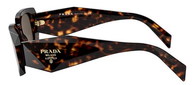 Pre-owned Prada Pr 17ws 2au8c1 Tortoise Plastic Rectangle Sunglasses Brown Lens