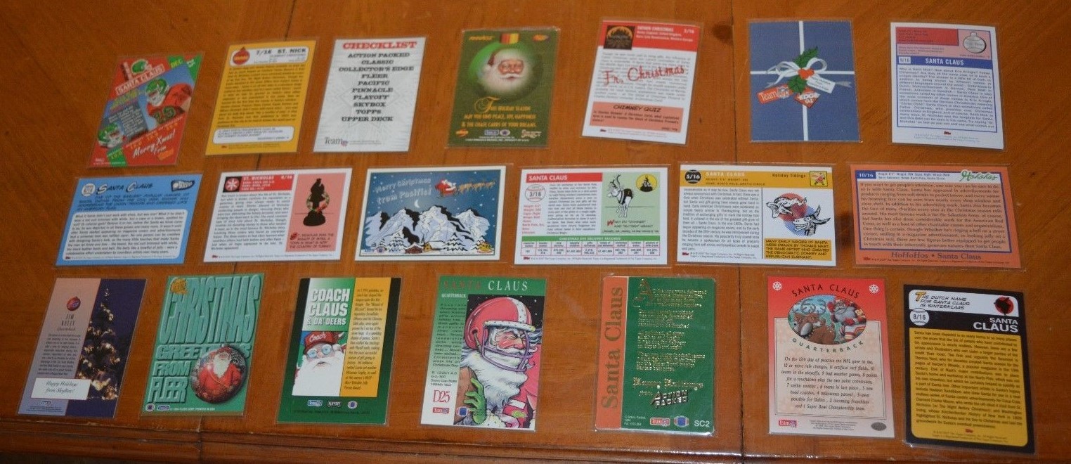 SANTA CLAUS RARE LARGE COLLECTION OF BASEBALL & FOOTBALL CARDS TWO SPORT STAR