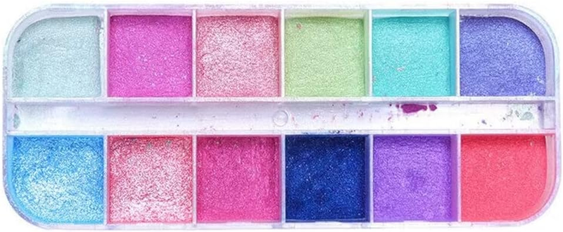 12 Grid 12 Colours Metallic Mirror Chrome Powder for Nail Art Aurora Mermaid Uni