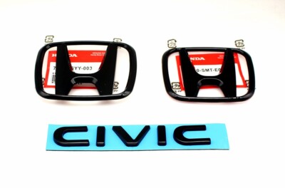 FOR HONDA CIVIC SEDAN 2022-2024 GLOSS BLACK EMBLEM BADGE FRONT REAR WHEEL 3PCS