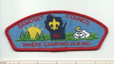 DO SCOUT BSA CSP SAMOSET COUNCIL PATCH INSIGNIA RED RE BLU SOLID BKG YEL FDL WI