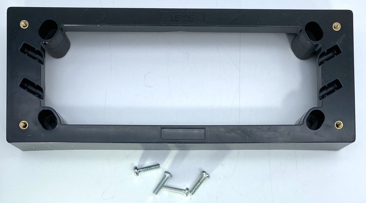 Black Quad Mounting Block 4 gang Base GPO power point 25mm Deep 4 Way