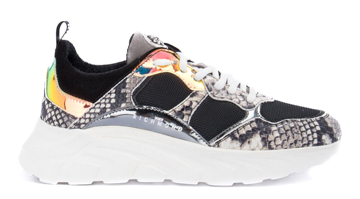 Pre-owned John Richmond Roccia Python Print Sneakers 3049d Shiny Snake Chunky 6 4.5 Mp$550 In Black