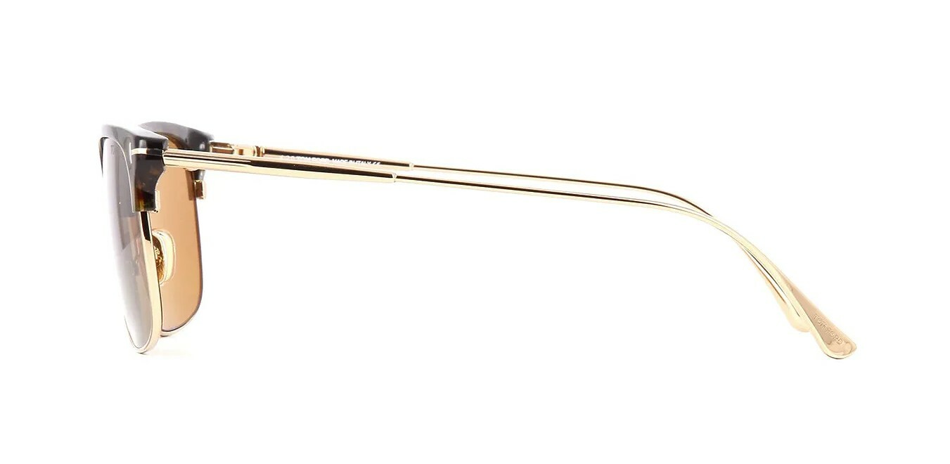 Pre-owned Tom Ford Lee Ft 0830 Dark Havana And Gold/light Brown (52e) Sunglasses