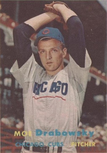 1957 Topps Baseball Card Moe Drabowski ROOKIE Pitcher Chicago Cubs 